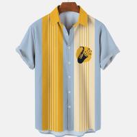 Camisa de Verano Hawaiiana para Hombres Estampado 3D de Saxofón, Suelto, Manga Corta, Clásico, Para la Playa, Aloha - details 15