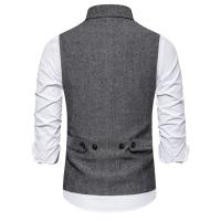 Chaleco de traje marrón con doble botonadura para hombre, chaleco sin mangas de negocios de color sólido informal de marca 2019, chalecos para hombre - details 9