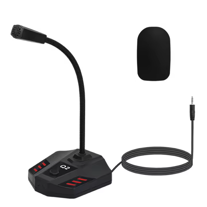 Q2-micrófono condensador de cuello de cisne para escritorio, dispositivo XLR para conferencias, reuniones/voz/juegos, 3,5mm - 1