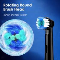Cepillo de dientes eléctrico giratorio recargable para adultos, limpiador de dientes blanqueador giratorio con 4 cabezales de repuesto - details 1