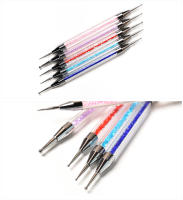Pinceles KADS para puntos de uñas set de 5 piezas con cabeza doble y mango de pedrería herramienta adecuada para crear bolas de puntos - details 4
