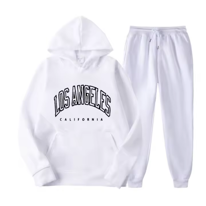 Conjunto de 2 piezas para hombre y mujer, sudadera con capucha, chándal y pantalones deportivos, pantalones deportivos con cuello redondo - 1