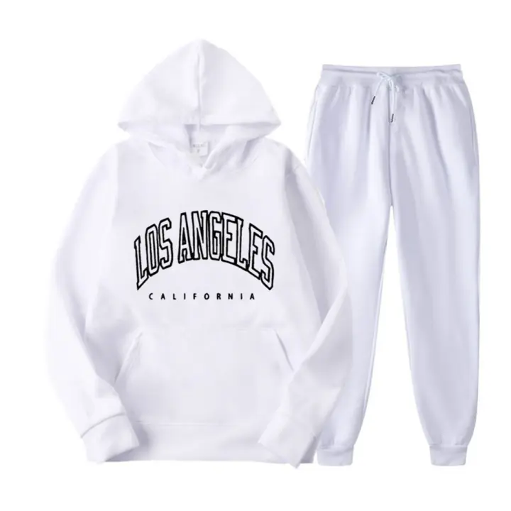 Conjunto de 2 piezas para hombre y mujer, sudadera con capucha, chándal y pantalones deportivos, pantalones deportivos con cuello redondo - 1