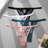 Tanga de encaje sexy para mujer, tanga calada de cintura baja, ropa interior transparente sin costuras con espalda en T, bragas íntimas sólidas - details 14