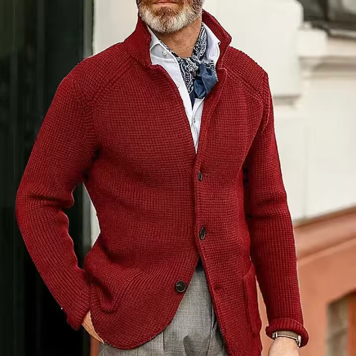 Cárdigan de punto para hombre para el calor del invierno, estilo informal de negocios. - 1