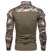 Camiseta de Hombre al Estilo Europeo con Bolsillo de Cuello Empalmado Camuflaje de Fitness para Exteriores Material Exterior de Poliéster - details 3
