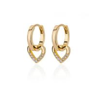 Pendientes de mujer con corazón de circonita hueca, Pendientes de oro con corazón de acero inoxidable, Joyas de lujo para parejas de novios, Regalos - details 1