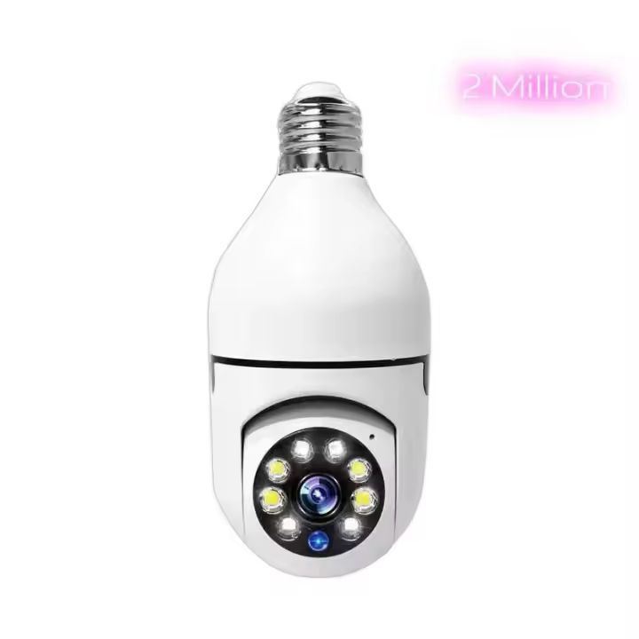 Cámara de vigilancia con bombilla Wifi, visión nocturna a todo Color, seguimiento humano automático, Zoom, Monitor de seguridad interior - 1