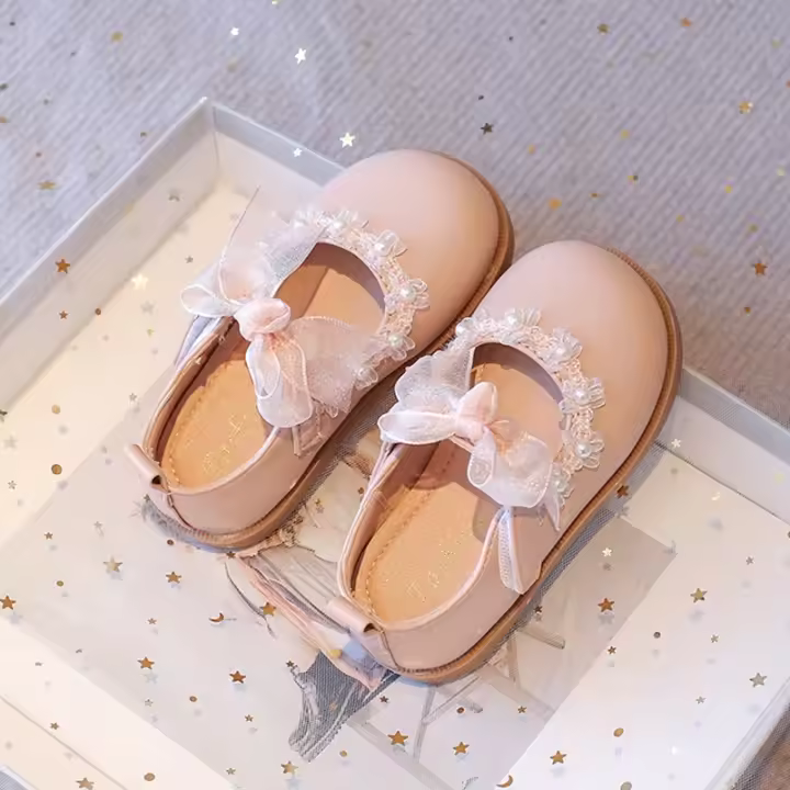 Zapatos planos de princesa de cuero para niña, para fiestas de boda, cuentas Ence Mary Jane Paris, zapatos de primavera para niño 2025, novedad - 1