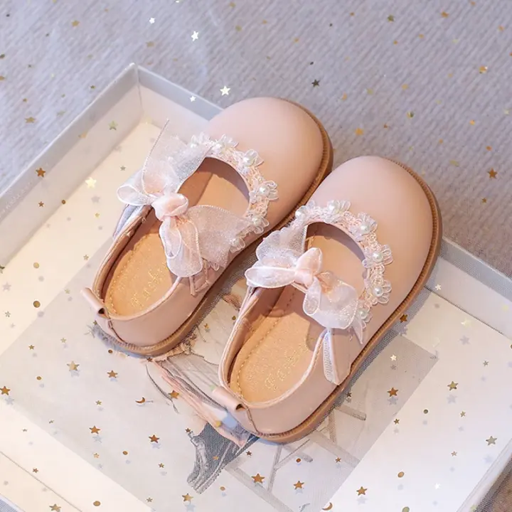 Zapatos planos de princesa de cuero para niña, para fiestas de boda, cuentas Ence Mary Jane Paris, zapatos de primavera para niño 2025, novedad - 1