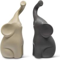 2 juegos de adornos para parejas, pareja de animales, elefante doble, escultura de elefante abstracta, sala de estar de cerámica - details 3