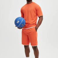 Conjunto de moda con color contrastante para hombres, cuello redondo, top de manga corta, pantalones cortos, deportes de verano y ocio, nuevo - details 5