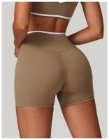 Pantalones cortos de Yoga cruzados de cintura alta, ajustados y Nude, pantalones deportivos de levantamiento de cadera de melocotón, pantalones de Fitness al aire libre para mujer - details 12