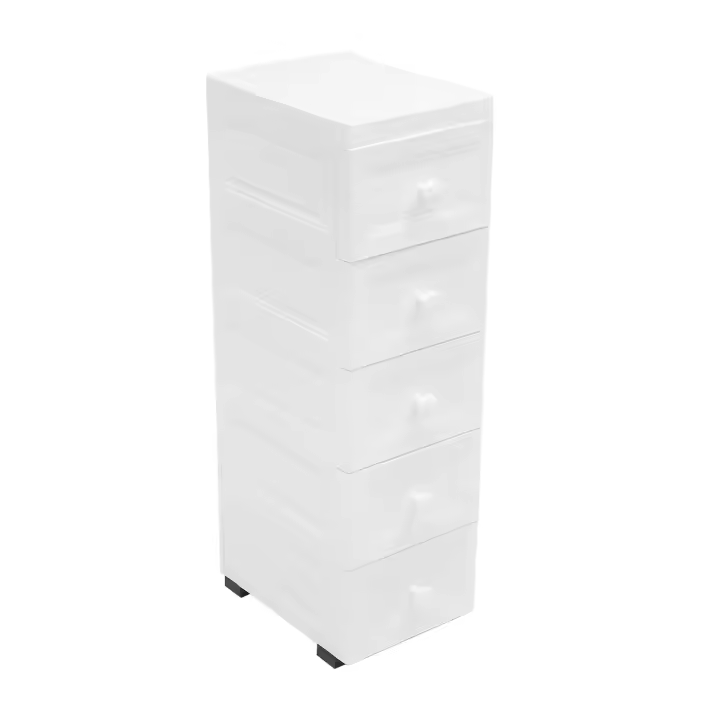 Cajón de Almacenamiento de Alta Brillo Blanco 5 Cajones, Ancho de 21cm, Profundidad de 31cm, Diseño Moderno para Sala de Estar o Dormitorio - 1