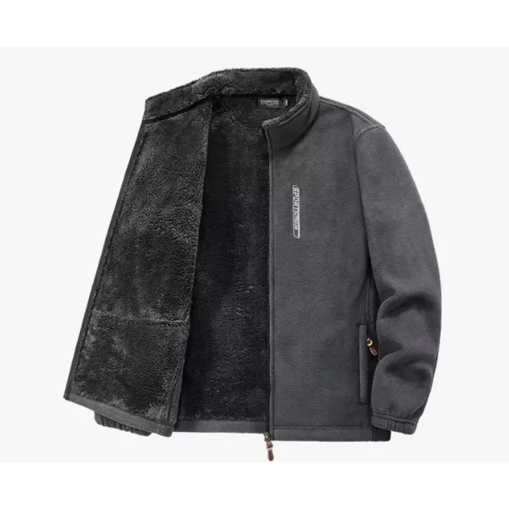 Chaqueta de lana gruesa y cálida para hombre, abrigo de cuello alto a la moda, chaqueta informal clásica de concha suave, otoño e invierno, 2024 - 1