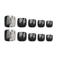 Uñas artificiales de lentejuelas de estilo simple cuadrado para mujer - details 0