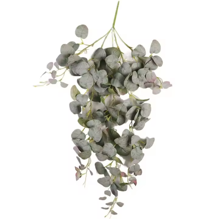 75cm hoja de eucalipto Artificial vid tacto Real hecho a mano hiedra guirnaldas para colgar en la pared elegantes plantas falsas hogar sala de estar - 1