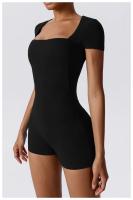 Mono de Yoga de Manga Corta para Mujer Ajustado Secado Rápido Entrenamiento de Danza Traje de Fitness Conjunto de Salto Alto Material Exterior de Nylon - details 13