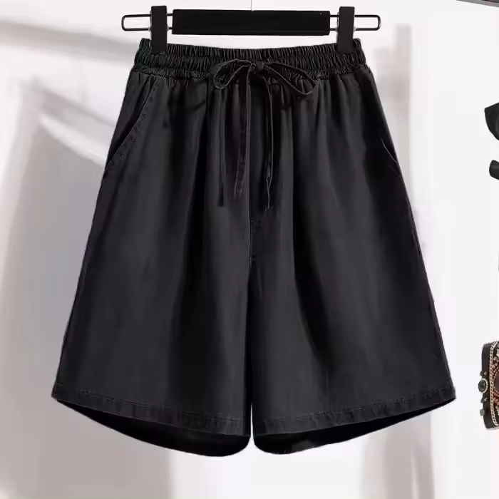 Pantalones cortos deportivos de seda de hielo para mujer, pantalones cortos transpirables de secado rápido para correr, ropa deportiva holgada ancha de cintura alta para gimnasio y entrenamiento de verano - 1