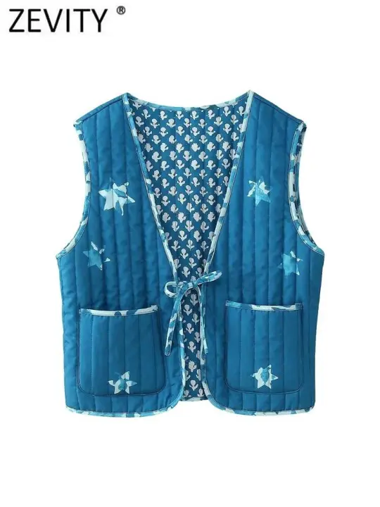 Chaqueta Chaqueta de Moda para Mujer Zevity 2024 Cuello Alto con Estampado Acolchado y Lacio - 1