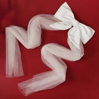 1 Uds. Tocado de boda elegante para novia, tocado blanco marfil, lazo, velo corto, decoración para la cabeza, accesorios para el cabello - details 6