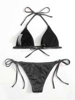 Conjunto sexy brillante, traje de baño triangular de dos piezas para mujer, bikini de verano, nuevo traje de playa, bikini push-pull - details 9