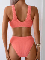 Bikini de cintura alta para mujer, traje de baño deportivo unicolor, traje de baño Sexy a rayas, ropa de baño para mujer, ropa de playa 2025 - details 2