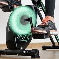 Bicicleta de Ejercicio Plegable Estática con Volante de Inercia Sistema Silence Fit, Sin y Con Respaldo, Manillar y Sillín Regulable, Pulsómetro, Pantalla LCD, Soporte para Dispositivos, Ruedas - details 15