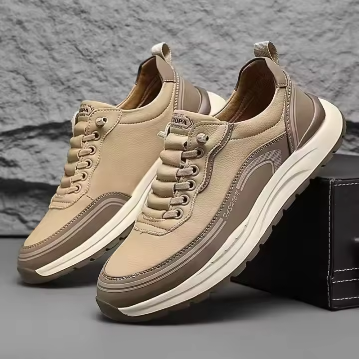 Zapatos Casuales de Moda para Hombres Cuero Versátil Sin Lazos Ligero, Antideslizante, Suelo Suave - 1
