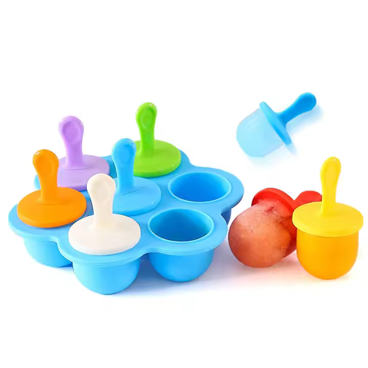 pole Dos bandejas de helado de silicona reutilizables, mol para morder huevos para niños, grado alimenticio, bandejas de bricolaje, mol, grado, - 1
