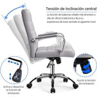 Silla Giratoria de Oficina Sillón de Trabajo con Respaldo Tapizado Asiento Sintético Altura Ajustable Negro - details 22