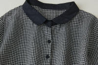 Vestido de Otoño a Cuadros de Moda Estilo Japonés Casual para Mujeres Vestido de Oficina Blanco y Negro a Cuadros Ropa Larga de Primavera Casual - details 3