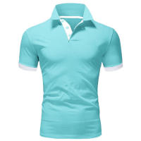 Polo de manga corta ajustado para hombre, camisa de cuello suave y sólido, trabajo, Golf, senderismo, informal, azul marino/blanco - details 24