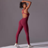 Body de Yoga de una pieza, conjunto de pantalones sin costuras, levantamiento de glúteos, Espalda descubierta, ropa sin mangas - details 13