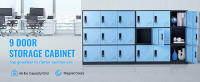 SucceBuy Taquilla de metal para empleados, gabinete de 9 puertas con ranura para tarjetas. Claves incluidas. Para oficina, hogar, escuela, gimnasio. - details 0