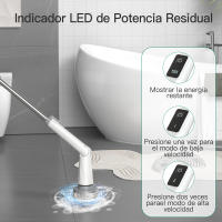 Cepillo eléctrico para fregar PrettyCare, fregador giratorio, mango ajustable, 2 velocidades de rotación, con 8 cepillos reemplazables - details 0