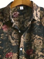 Camiseta Casual de Hombre con Encaje y Patrón Étnico Retro Estilo Campana Manga Corta Cierre de Botones Verano Vintage Camiseta de Hombre con Botones - details 12