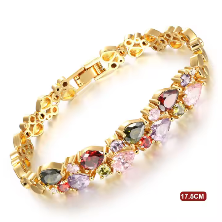 2025 nueva moda mujer brillante pulsera de cristal de circón brazalete joyería para fiesta nupcial - 1
