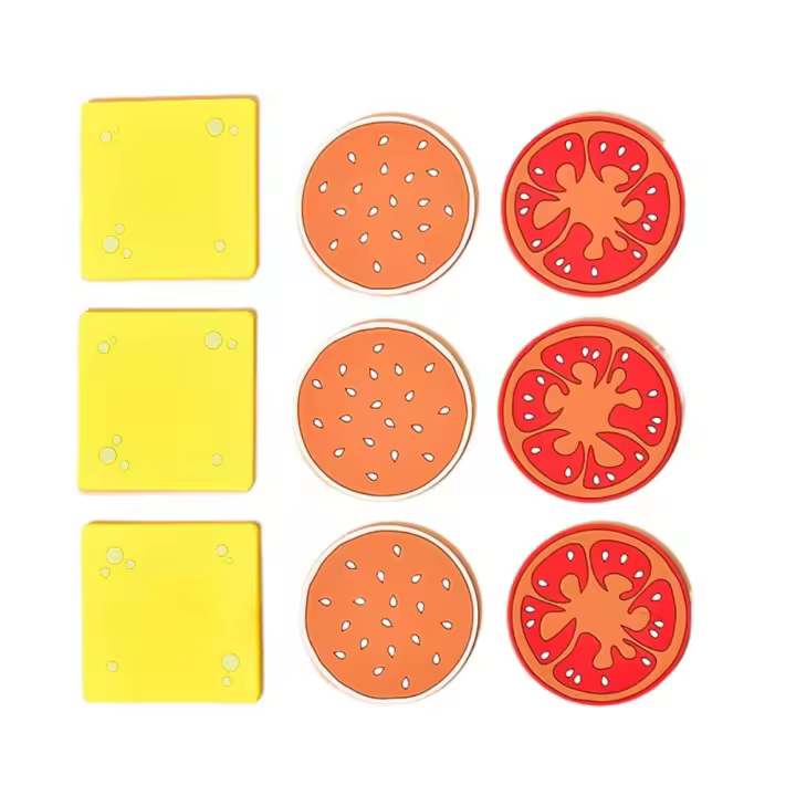 Posavasos de hamburguesa bonito para decoración de mesa, mantel individual antideslizante creativo, resistente al calor, almohadilla para taza antiescaldado, regalo, 6/9/12 Uds. - 1