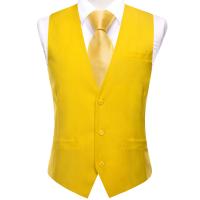 Nuevo chaleco amarillo claro para hombre, chaleco de seda Lisa para boda, corbata para el cuello, conjunto de gemelos y pañuelo para traje masculino, regalos de diseñador para fiesta de negocios - details 14