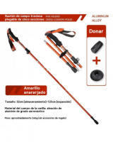 Trekking al aire libre viaje cinco secciones plegable telescópica senderismo bastones de aleación de aluminio ultra-corto bastón - details 1