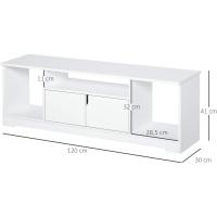 Mueble para Televisor Moderno de 42" Mesa de Salón con Armario de Doble Puerta y 3 Compartimentos Abiertos Blanco Almacenamiento de Media y TV - details 6