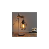 Lámpara de pie vintage de madera con 2 focos, diseño industrial, de metal y madera, incluye interruptor, color negro, casquillo E27, altura: 151 cm, sin bombilla - details 16