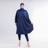 Burkini musulmán para mujer, traje de baño modesto de manga larga, talla grande, hiyab con camisa de murciélago - details 13