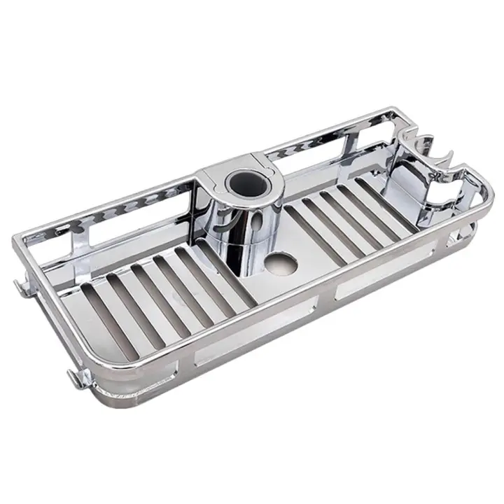 Organizador de baño multifunción, soporte extraíble de barra de elevación, soporte de jabón sin perforación, estante de ducha, bandeja de almacenamiento - 1