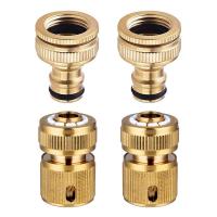 Conector de grifo de manguera de jardín, conector rápido de tubo de manguera de 1/2 pulgadas y 3/4 pulgadas, tamaño 2 en 1 y 1/2 pulgadas, 4 piezas - details 0