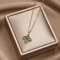 Collar de piedras preciosas de trébol de moda para mujer, regalo de cumpleaños, regalo de vacaciones - details 2