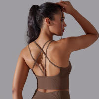 Sujetador de yoga sin costuras para mujer, sujetador deportivo cruzado de alto impacto, a prueba de golpes, top corto, transpirable, antisudor - details 9