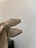 Maillard Botas vaqueras occidentales Botas cortas con flecos retro Botas medianas de tacón puntiagudo Botas ajustadas de otoño e invierno para mujer - details 10