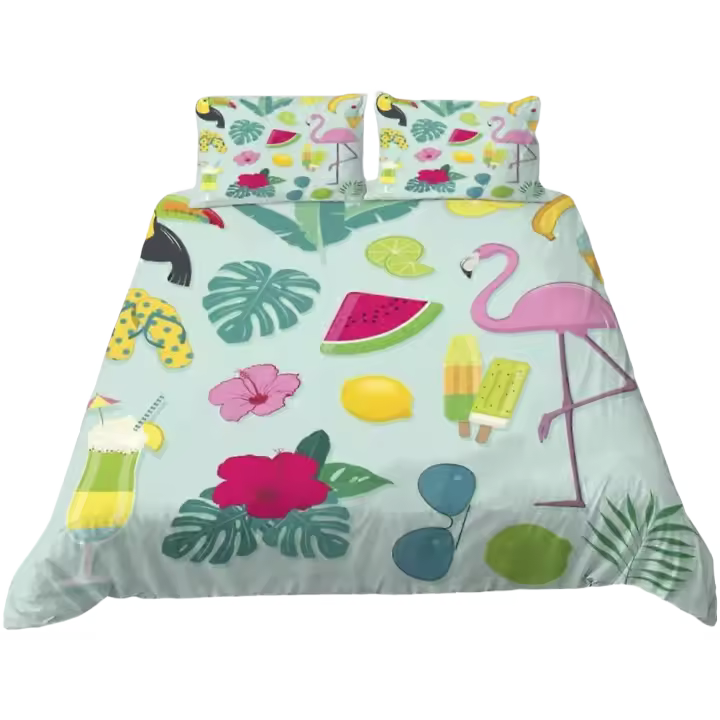 Conjunto de Ropa de Cama de Flamenco Lindo 200x200cm, Suave y Ligero para 2 Personas con Cremallera y 2 Fundas de Almohada - 1